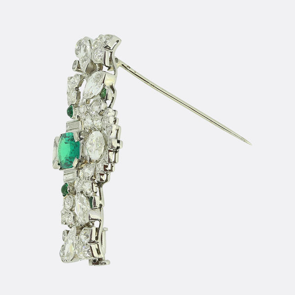 Edwardian Emerald and Diamond Brooch