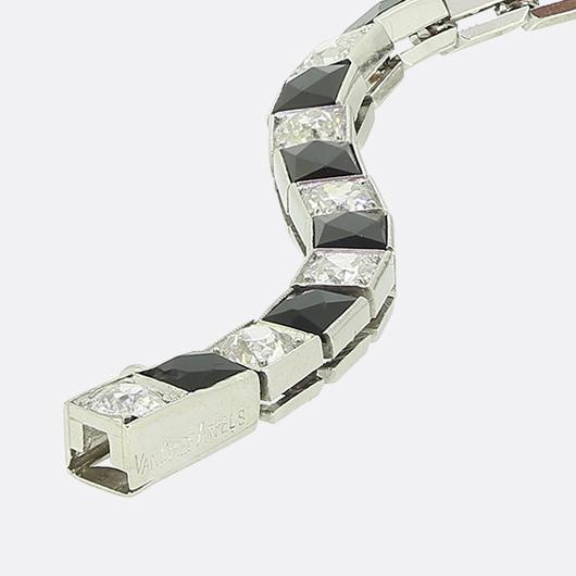 Van Cleef & Aprels Art Deco Onyx and Diamond Line Bracelet