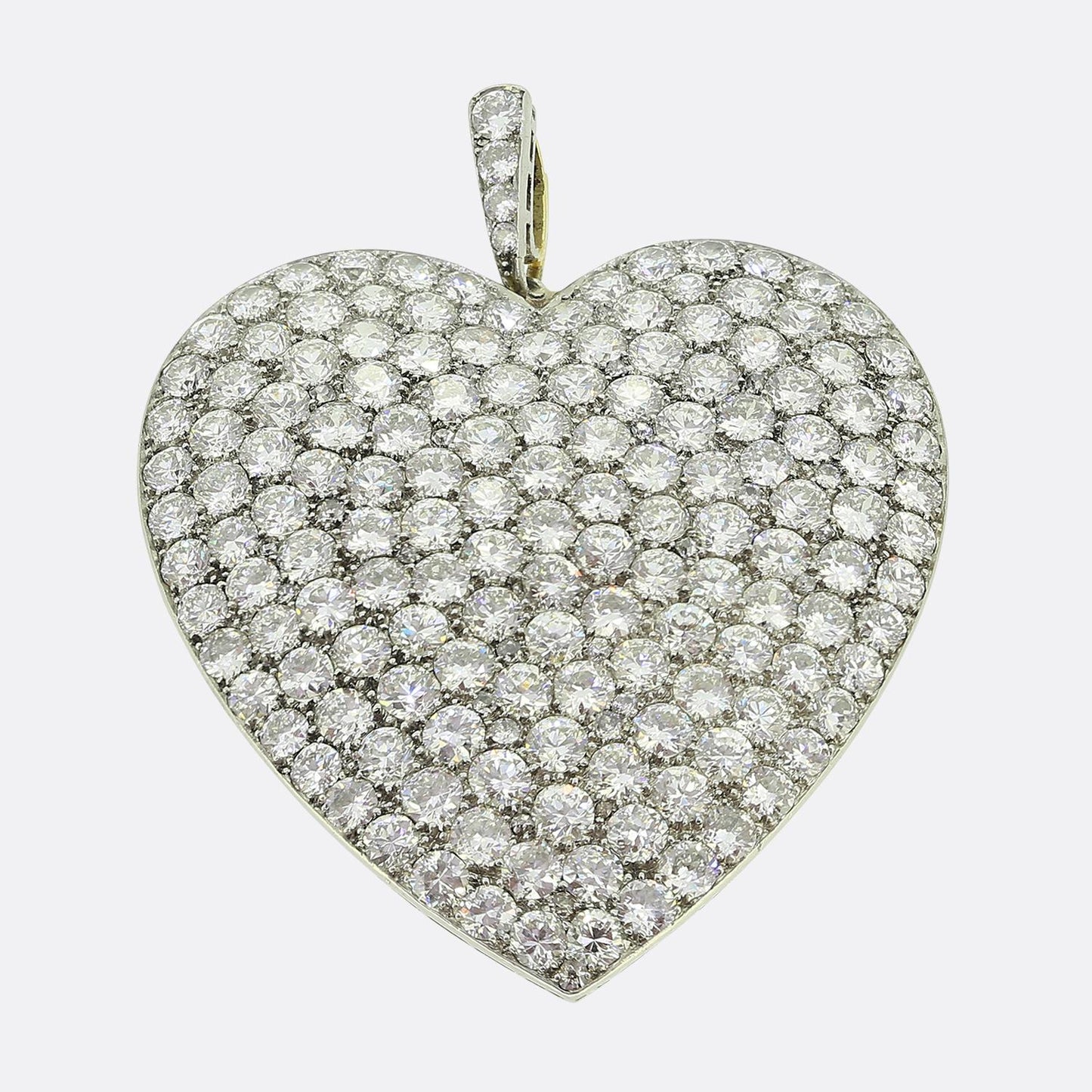 Edwardian 16.00 Carat Diamond Love Heart Pendant Brooch