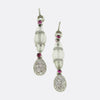 Art Deco Rock Crystal Ruby and Diamond Drop Earrings