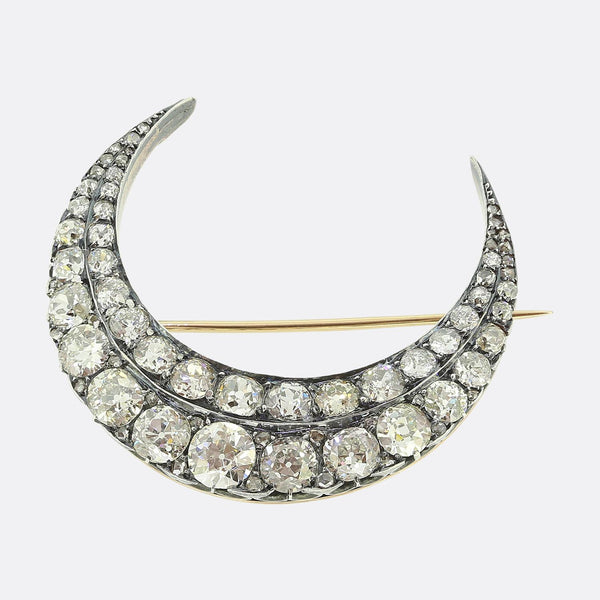 Victorian Carat 9.00 Carat Diamond Crescent Brooch