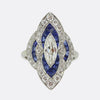 Art Deco Sapphire and Diamond Navette Ring