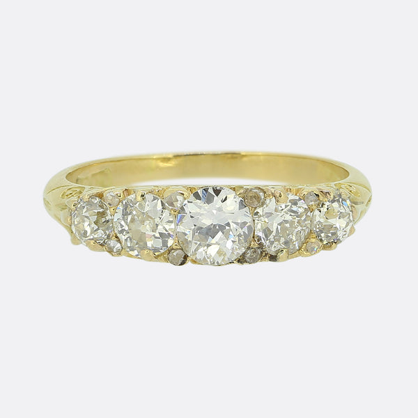 Edwardian 1.35 Carat Old Cut Diamond Five stone Ring