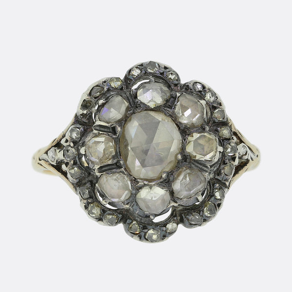 Georgian Rose Cut Diamond Cluster Ring