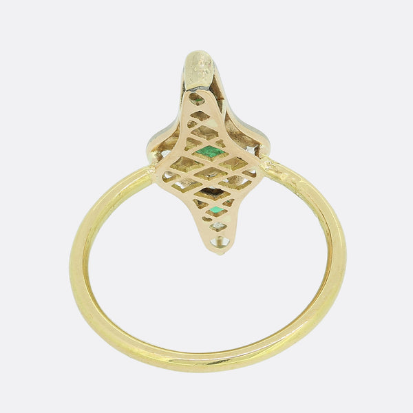 Vintage Emerald and Old Cut Diamond Ring