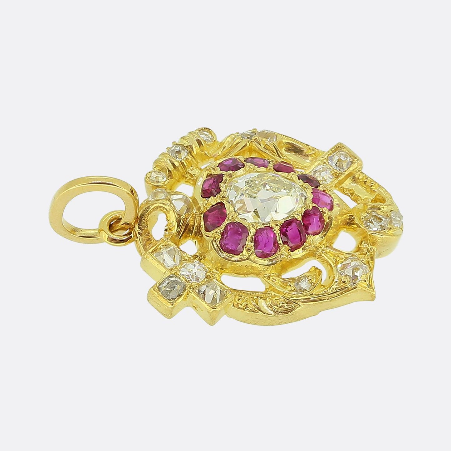 Victorian Ruby and Diamond Cross Pendant