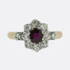 Edwardian Ruby and Diamond Cluster Ring