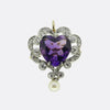 Edwardian Pearl Diamond and Amethyst Heart Pendant