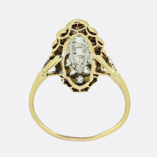 Victorian Ruby and Diamond Navette Ring