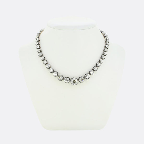 Victorian 40.00 Carat Diamond Riviere Necklace