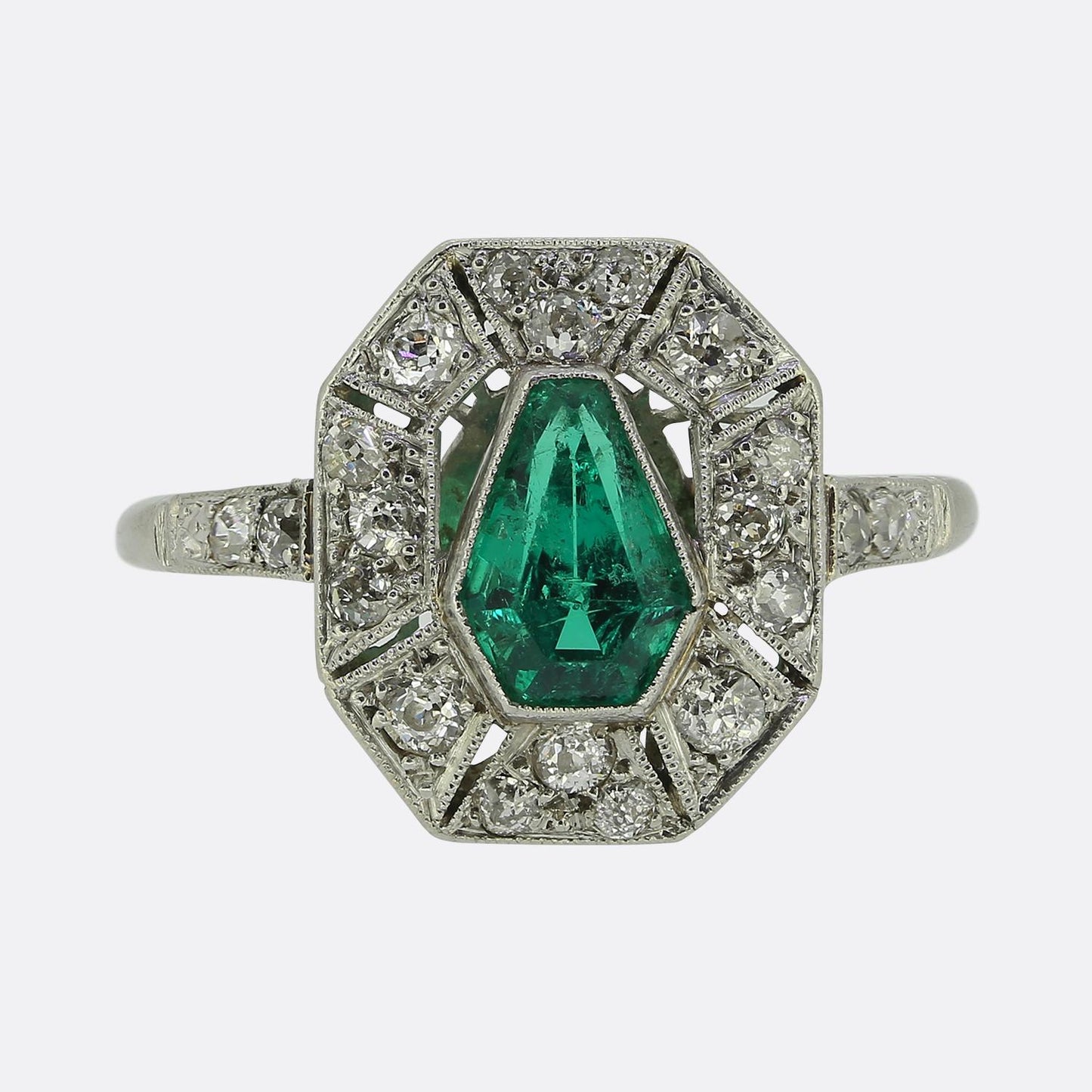 Art Deco Emerald and Diamond Ring