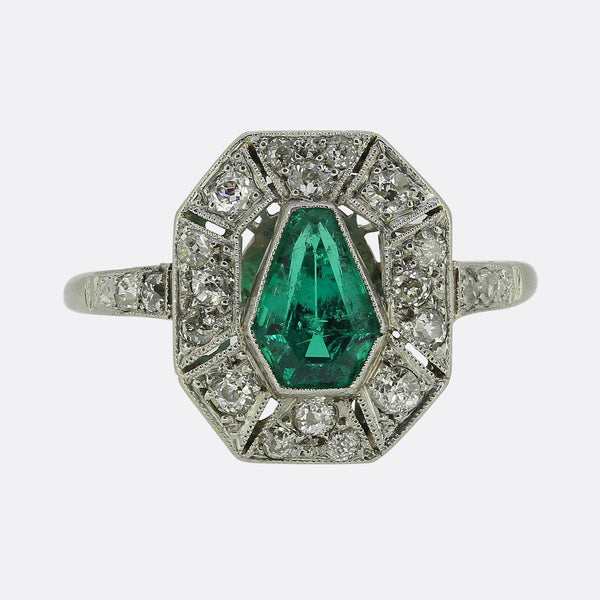 Art Deco Emerald and Diamond Ring