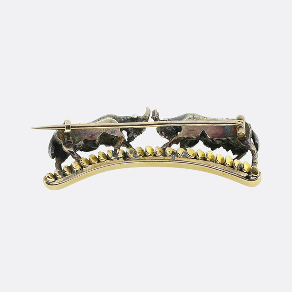 Victorian Horned Goats Brooch