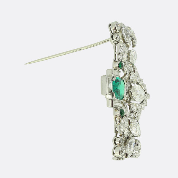 Edwardian Emerald and Diamond Brooch