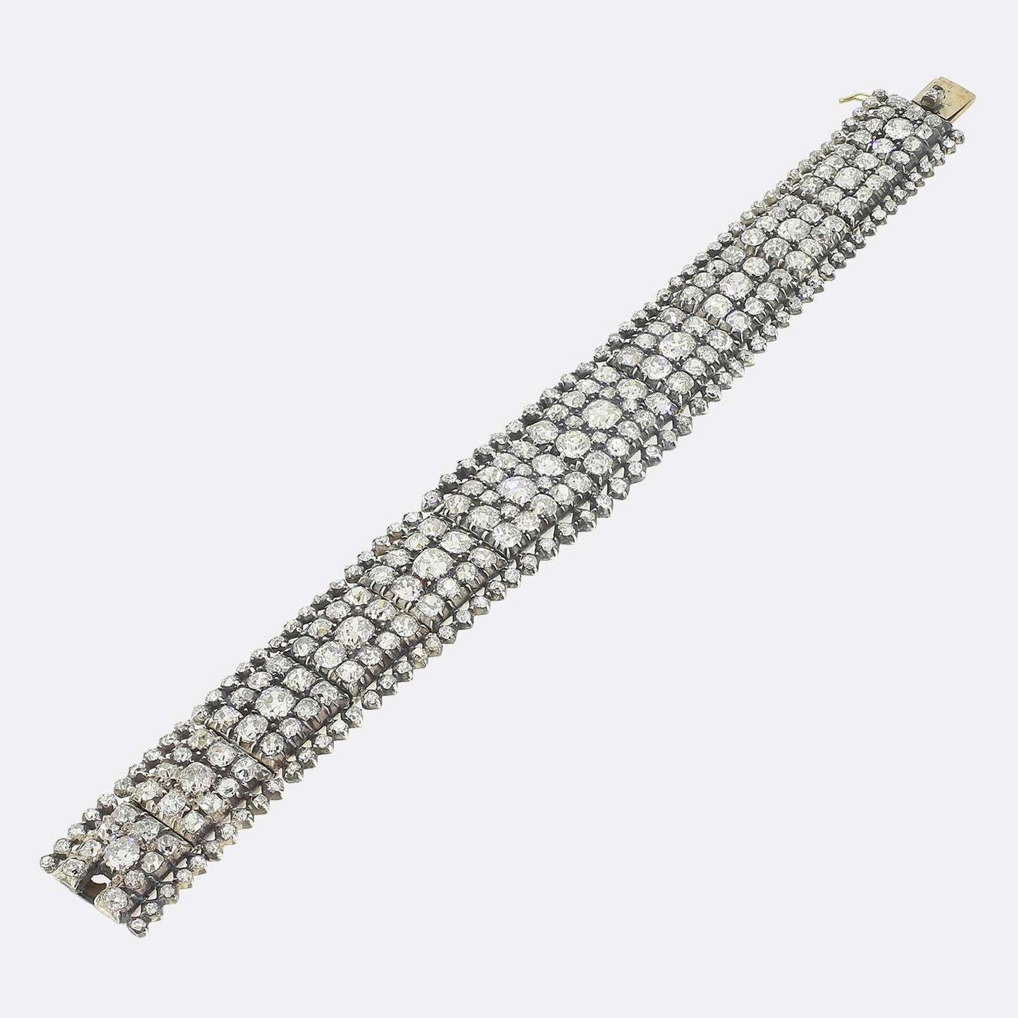 Victorian 40.00 Carat Diamond Cluster Bracelet