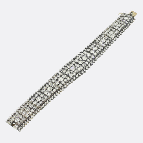 Victorian 40.00 Carat Diamond Cluster Bracelet