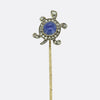 Edwardian Cabochon Sapphire and Diamond Tortoise Stick Pin