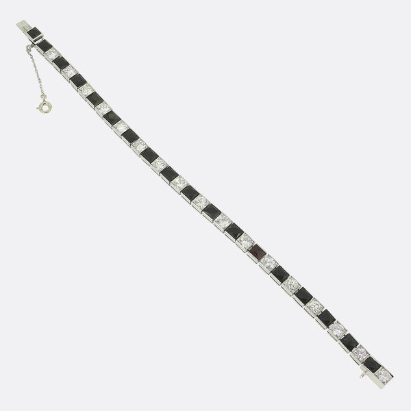 Van Cleef & Aprels Art Deco Onyx and Diamond Line Bracelet