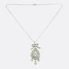 Victorian Old Pear Cut Diamond Pendant Necklace