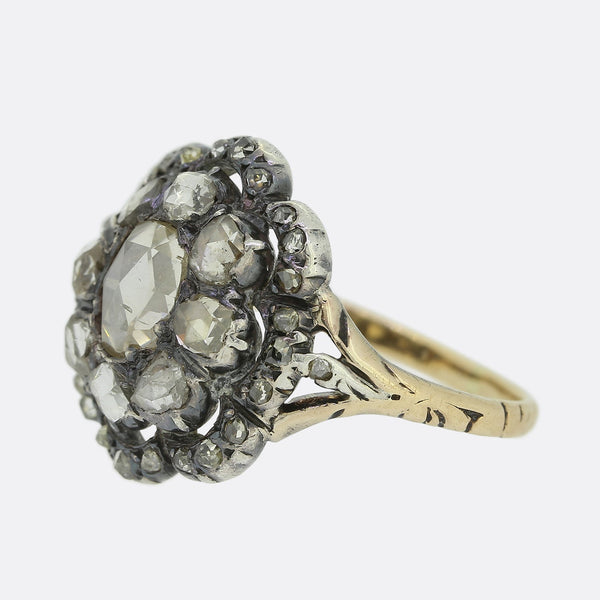 Georgian Rose Cut Diamond Cluster Ring