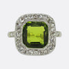 Art Deco 3.00 Carat Peridot and Diamond Ring