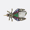 Victorian Natural Pearl Diamond Emerald Sapphire and Ruby Bug Brooch