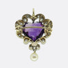 Edwardian Pearl Diamond and Amethyst Heart Pendant