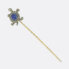 Edwardian Cabochon Sapphire and Diamond Tortoise Stick Pin