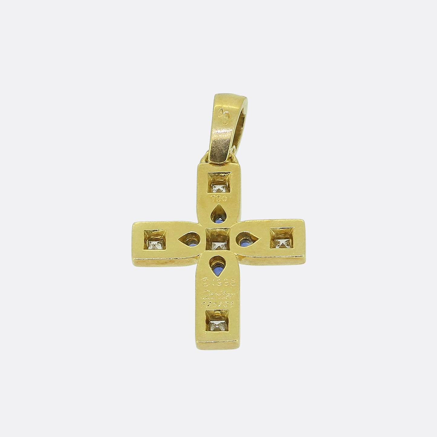 Cartier Sapphire and Diamond Byzantine Cross Pendant