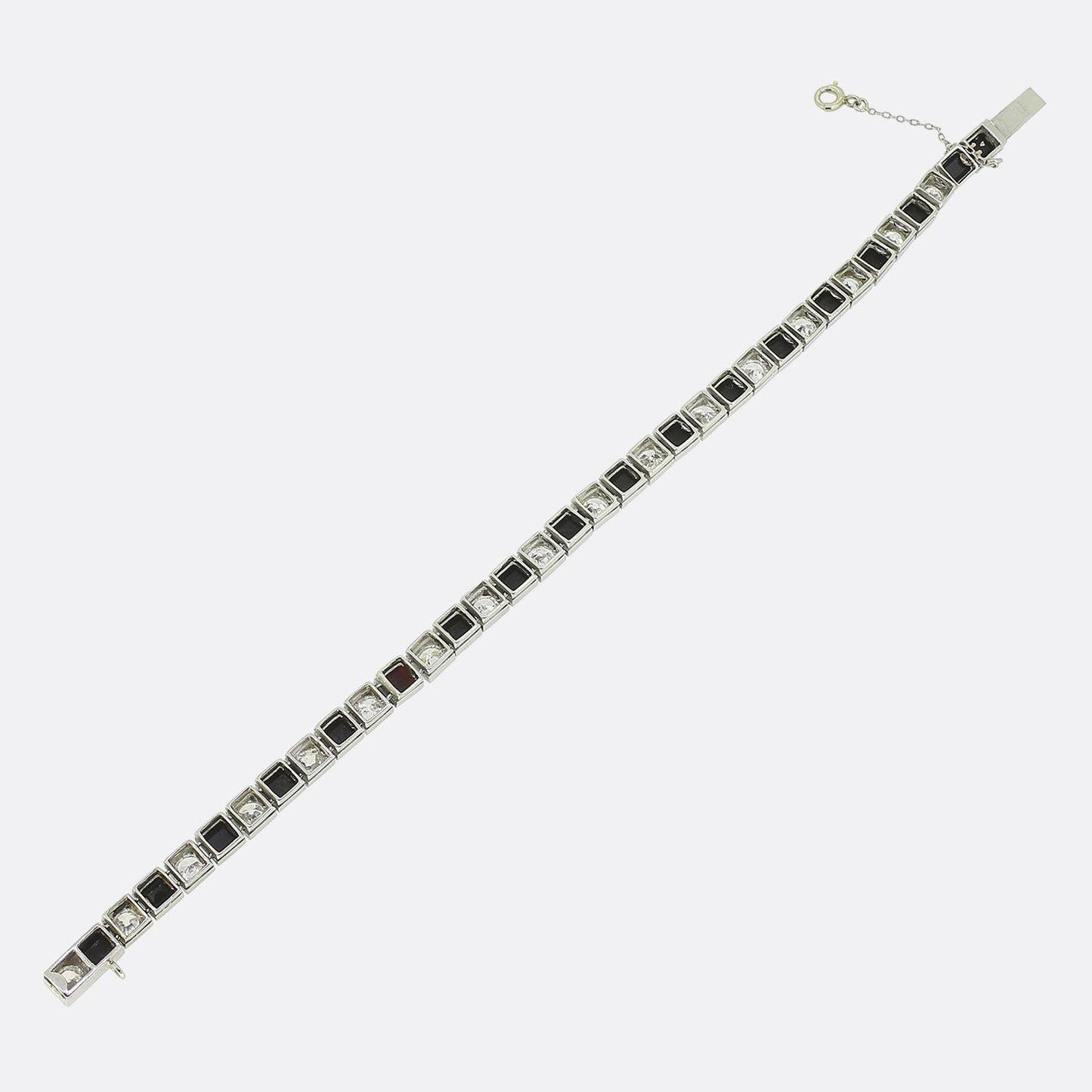Van Cleef & Aprels Art Deco Onyx and Diamond Line Bracelet