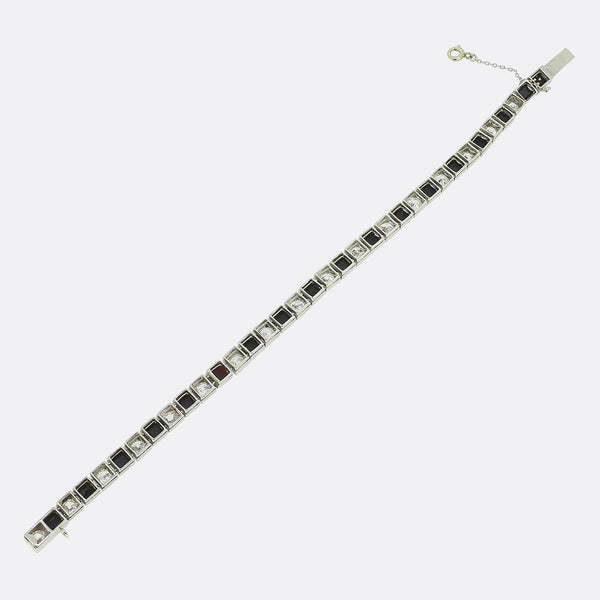 Van Cleef & Aprels Art Deco Onyx and Diamond Line Bracelet