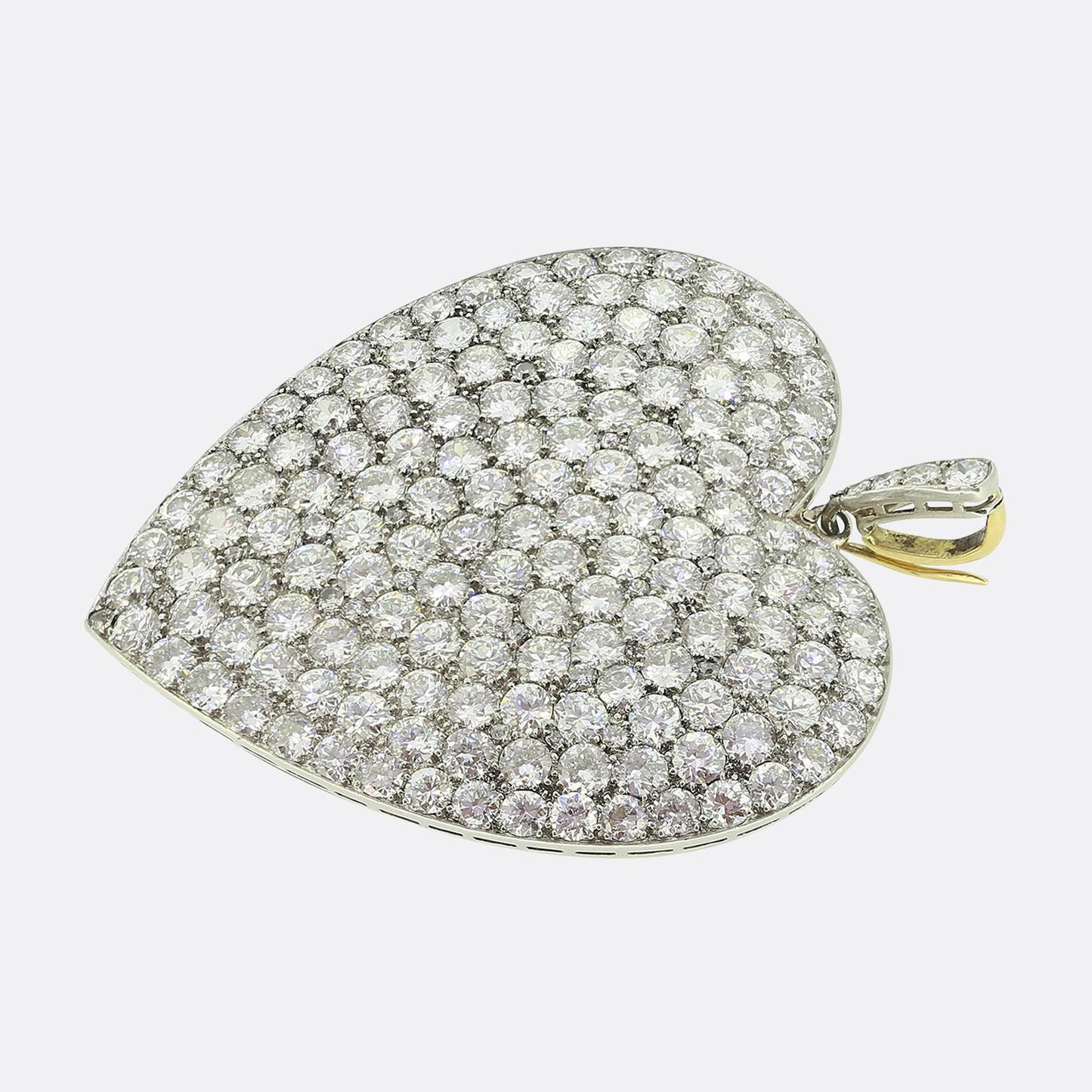 Edwardian 16.00 Carat Diamond Love Heart Pendant Brooch