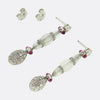 Art Deco Rock Crystal Ruby and Diamond Drop Earrings