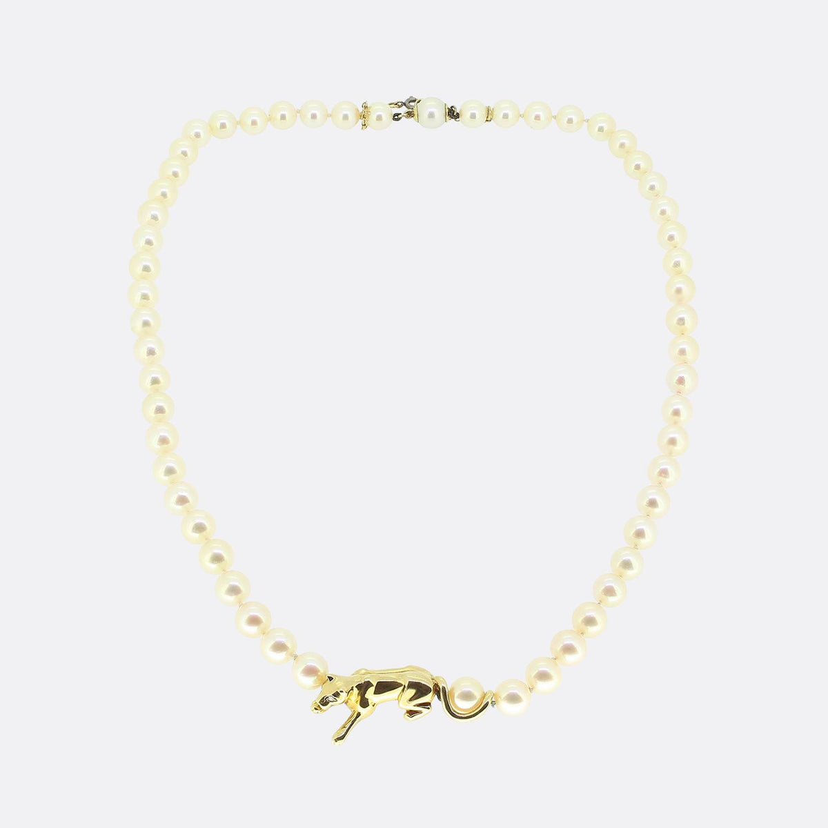 Cartier Vintage Pearl and Diamond Panthere Necklace