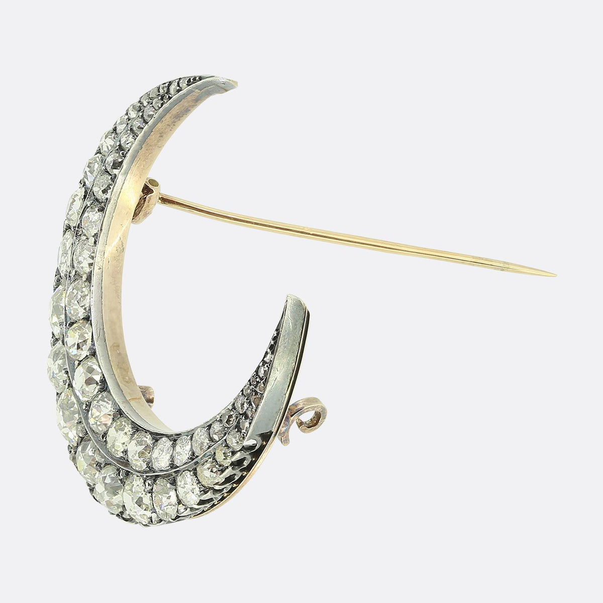 Victorian Carat 9.00 Carat Diamond Crescent Brooch
