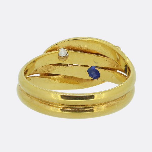 Victorian Sapphire and Diamond Double Snake Ring