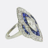 Art Deco Sapphire and Diamond Navette Ring