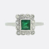 Art Deco Emerald and Diamond Cluster Ring
