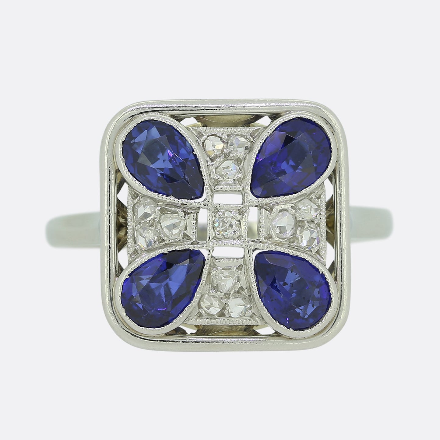 Art Deco Sapphire and Diamond Tablet Ring