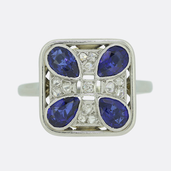 Art Deco Sapphire and Diamond Tablet Ring