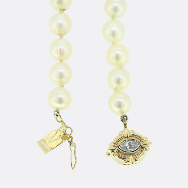Vintage Pearl and Diamond Pendant Necklace
