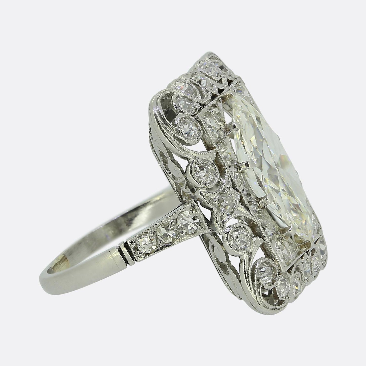 Art Deco 1.60 Carat Marquise Cut Diamond Dress Ring
