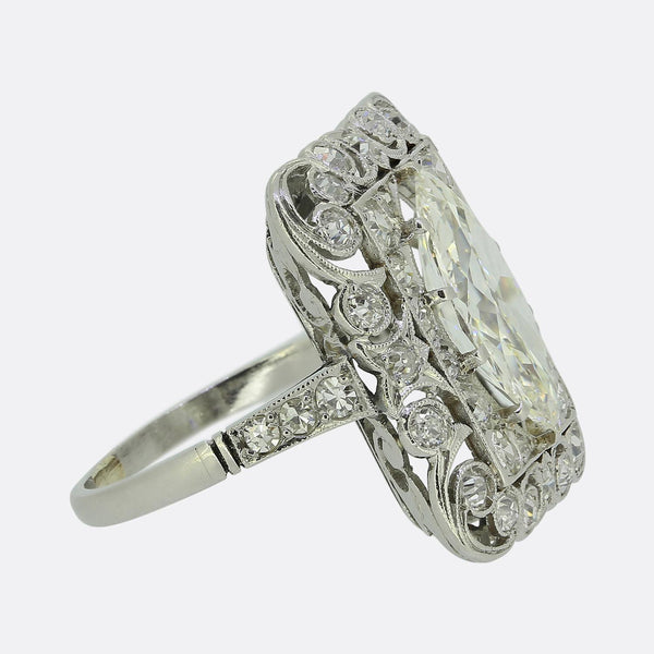 Art Deco 1.60 Carat Marquise Cut Diamond Dress Ring
