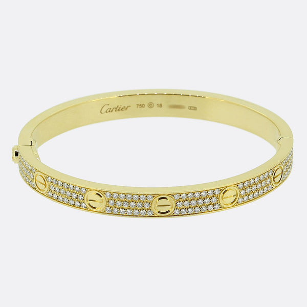 Cartier Pavé Set Diamond Classic Model LOVE Bangle Size 18