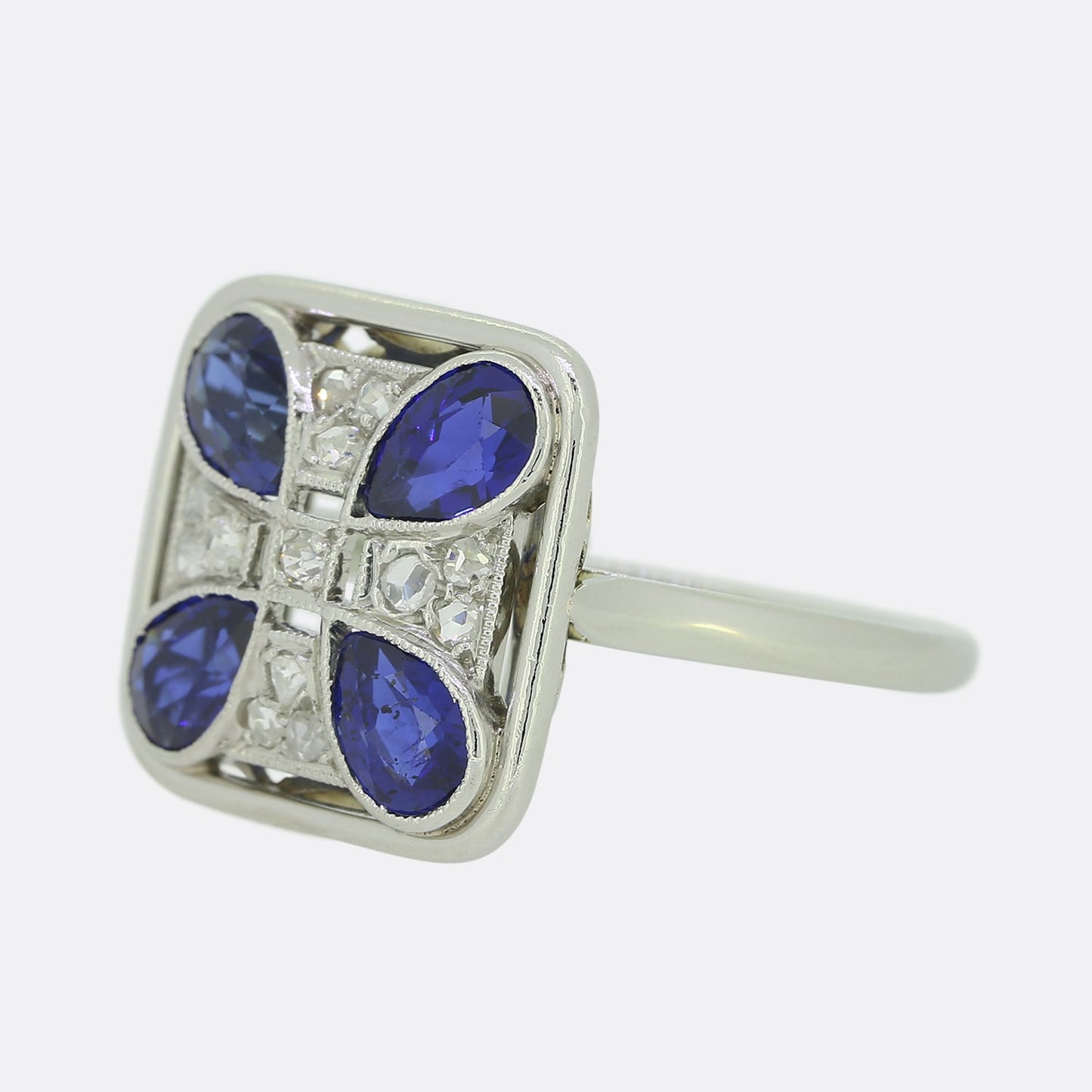 Art Deco Sapphire and Diamond Tablet Ring