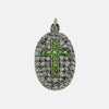 Victorian Demantoid Garnet and Diamond Cross Locket Pendant