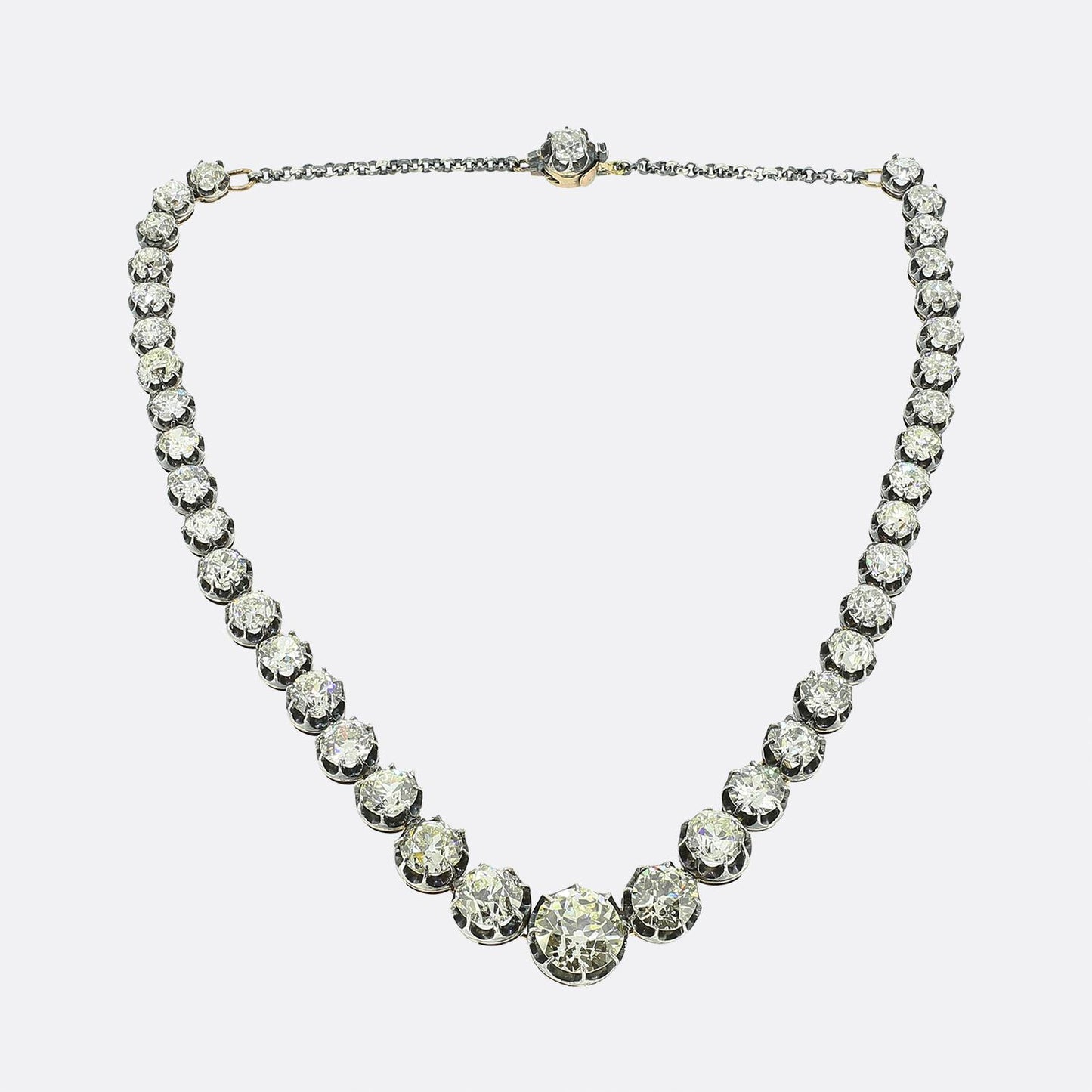 Victorian 40.00 Carat Diamond Riviere Necklace