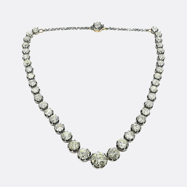 Victorian 40.00 Carat Diamond Riviere Necklace