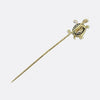 Edwardian Cabochon Sapphire and Diamond Tortoise Stick Pin