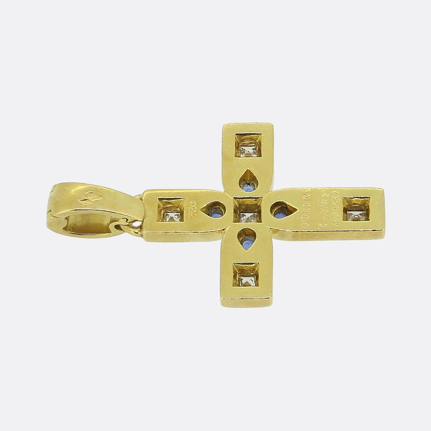 Cartier Sapphire and Diamond Byzantine Cross Pendant